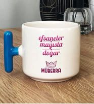 Kişiye Özel Boğa İkizler Burcu Hediye T Kupa Bardak Doğum Günü Hediyesi (Mavi)