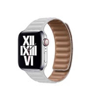 Apple Watch 7/8/9 41mm Kordon Baklalı Deri Kordon (Beyaz)