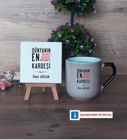 Erkek Kardeş Dekoratif Taş, Kupa Bardak Kırmızı Hediye (Model 9)
