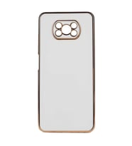 Xiaomi Poco X3 Kılıf Zore Bark Kenarları Altın Renk Kılıf (Beyaz)