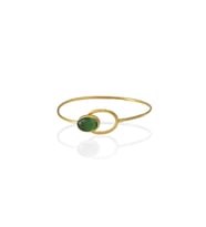 Kadir Jewellery 22 Ayar Altın Kaplama El İşçiliği Zirkon Taşlı Kadın Kelepçe Bilezik (Yeşil)