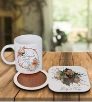 Kişiye Özel Tasarım Kupa Bardak Ve Fotoğraflı Ahşap Bardak Altlığı 99433 (Kırmızı)