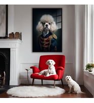 Metal Çerçeveli Temperli Cam Tablo Üniformalı Poodle (Siyah)