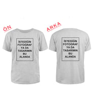 BYVOL Kendin Tasarla T-shirt Kişiye Özel Tişört Baskılı Tshirt (ÖN+ARKA BASKI) (Gri)