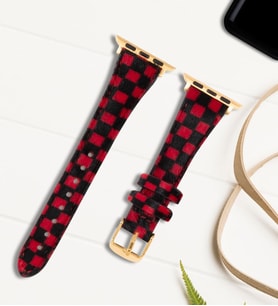 vagave Apple Watch Uyumlu 38 Mm 40 Mm 41 Mm 3 4 5 6 7 Se 8 9 Uyumlu Kadın Deri Kordon Saat Kayışı - Vadiva (Kırmızı Dama)