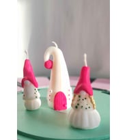 Gnome Mum Seti, El Emeği, Dekorasyon Tamamlayıcı (Beyaz-Kırmızı) (Beyaz - Kırmızı)