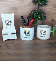 Evin Prensi Hediye Sepeti Kupa Bardak T Kulplu, Kalemlik ve Ahşap Telefon Standı Erkek Kardeşe Abiye Çocuğa Doğum Günü Hediyesi (Model 8)