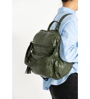 Y.S.Deri Kadın Sırt Çantası Yumuşak Suni Deri Fonksiyonel Kullanım Omuz Ve Sırt Çantası Vegan 35*25 Cm (Yeşil)