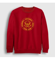 Presmono Unisex Bordo Logo V2 Ramones Sweatshirt 170312tt (Kırmızı)