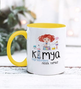 Kimya Öğretmeni Tasarımlı Kişiye Özel Kupa Bardak (Sarı)