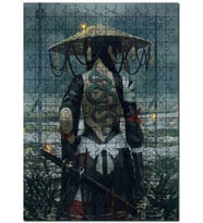 Cakapuzzle Japon Kıyafetli Dövmeli Kılıçlı Kapka Kadın Puzzle Yapboz MDF (Ahşap) (500 Parça)