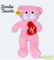 Kendin Tasarla 50 cm Kalpli Pelüş Ayıcık (Pembe)