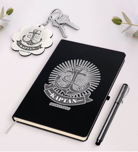 BK Gift Kişiye Özel Kaptan Beyaz Defter Kalem Ve Anahtarlık Hediye Seti-7 (Model 2)