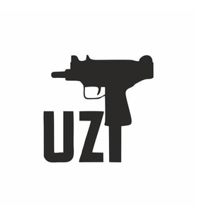 Uzi Araba Stickeri siyah 16x16 CM (Siyah-Siyah)
