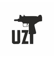 Uzi Araba Stickeri siyah 16x16 CM (Siyah-Siyah)
