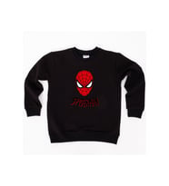 Spiderman baskılı örümcek adam pamuklu kumaş çocuk sweatshirt (Siyah)