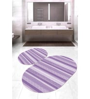Dijital Baskılı Kaymaz Taban Yıkanabilir Oval 2'li Klozet Takımı Banyo Paspası NOKZ-HT-1002 (Çok Renkli)