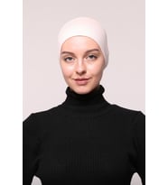 Kadın Penye Dikişsiz Tesettür Bandana Bone Spor Saç Bandı (Açık Pudra)
