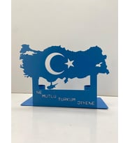 Masa Üstü Türk Bayraklı Kalemlik (Mavi)