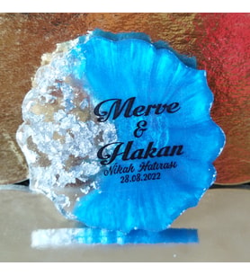 Epoksi Magnet Söz Nişan Nikah Kına Düğün Hediyeliği Kuran Hatırası Sünnet Mevlüt (Mavi)