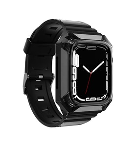 Apple Watch 40mm Zore KRD-88 Sert PC Kasa Koruyuculu Silikon Kordon (Siyah)