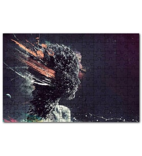 Cakapuzzle Kadın Yüzü Desen Patlaması Siyah Arkaplan Puzzle Yapboz MDF (Ahşap) (255 Parça)