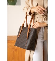 Just Polo Orjinal Justpolo Büyük Boy 5 Gözlü Kadın El Ve Omuz Çanta Pbu5022 (KAHVE-TABA)