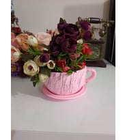 DEKORATİF FİNCAN SAKSI (Açık Pembe)