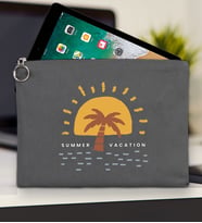 BK Gİft Yaz Temalı-6 Tablet Çantası 30x21cm(12 Renk Seçeneği), Ipad Çantası, Baskılı Tablet Kılıfı (Antrasit)