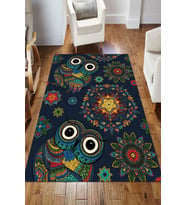 Dijital Kaymaz Taban Yıkanabilir Salon Halısı Mutfak Halısı Koridor Halısı Yolluk ND-HS-374 (Lacivert)