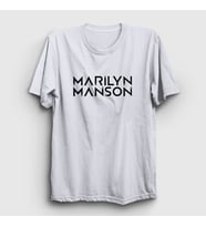 Presmono Unisex Sarı Logo Marilyn Manson T-Shirt 38437tt (Beyaz)