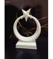 Ay Yıldız Masa Dekoru Türk Bayrak Masa Ofis Dekoru Biblo Heykel 16 x 12.5 x 6 cm (Beyaz)