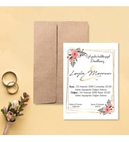 Davetiye Zarf ve Baskı Dahil (Beyaz yada Kraft Zarflı) - Düğün, Nişan, Nikah, Kına Davetiyesi (Kahverengi)
