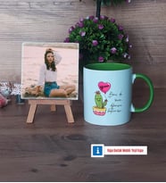 Arkadaşa Hediye Kaktüs Fotoğraflı Dekoratif Taş, Kupa Bardak Beyaz Hediye Doğum Günü Hediyesi (Model 14)