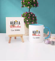 Harita Mühendisi Kupa Bardak Lacivert Dekoratif Taş Baskı (Model 2)
