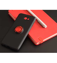 Samsung Galaxy J7 Prime Kılıf Yüzüklü Magnetli Ravel Case (Siyah-Kırmızı)