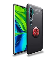 Xiaomi Mi Note 10 Kılıf Yüzüklü Magnetli Ravel Case (Siyah-Kırmızı)