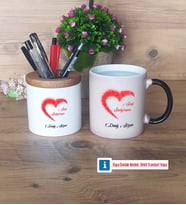 Sevgiliye Hediye Kalemlik, Kupa Bardak T Kişiye Özel Hediye (Model 3)