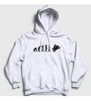 Presmono Unisex Beyaz Evolution Evrim Motorsiklet Yarış Motoru Kapüşonlu Sweatshirt 442070tt (Beyaz)