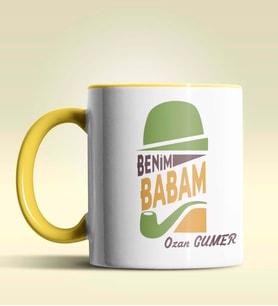 Kişiye Özel Benim Babam Tasarımlı Siyah Kupa Bardak (Sarı)