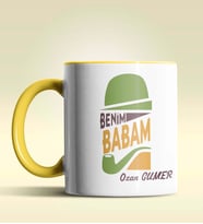 Kişiye Özel Benim Babam Tasarımlı Siyah Kupa Bardak (Sarı)