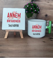 Annem Birtanemsin Hediye Seti Kupa Bardak T Kulplu ve Dekoratif Taş Anneye Doğum Günü Anneler Günü Hediyesi (Model 8)