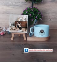 Baş Harf ve İsim Soyisim Fotoğraflı Dekoratif Taş, Kupa Bardak Beyaz Hediye (Model 8)