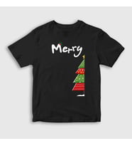 Presmono Unisex Çocuk Beyaz Merry Christmas Funny Yılbaşı T-Shirt 364713tt (Siyah)