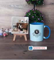 Baş Harf ve İsim Soyisim Fotoğraflı Dekoratif Taş, Kupa Bardak Beyaz Hediye (Model 4)