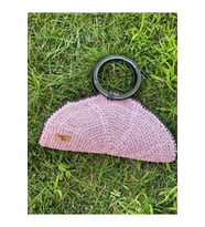 EL ÖRGÜSÜ YELPAZE MODEL TASARIM KAĞIT İP PORTFOY CLUTCH  ÇANTA 35X16 (Lila)