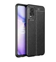 Vivo V21E Kılıf Zore Niss Deri Desenli Silikon Kılıf (Siyah)