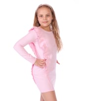 Toontoy Kız Çocuk Fırfır Detaylı Elbise (Açık Pembe)
