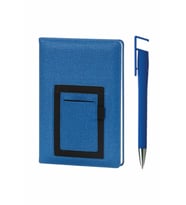 Sedef Silver 13 x 21 Kanguru Cepli Termo Deri Tarihsiz Ajanda Defter Telefon Tutucu lu Kalem Seti (Mavi)