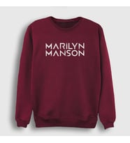 Presmono Unisex Beyaz Logo Marilyn Manson Sweatshirt 38620tt (Bordo)